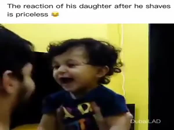 The Girl's Reaction When She Looks At Her Father Without Beard