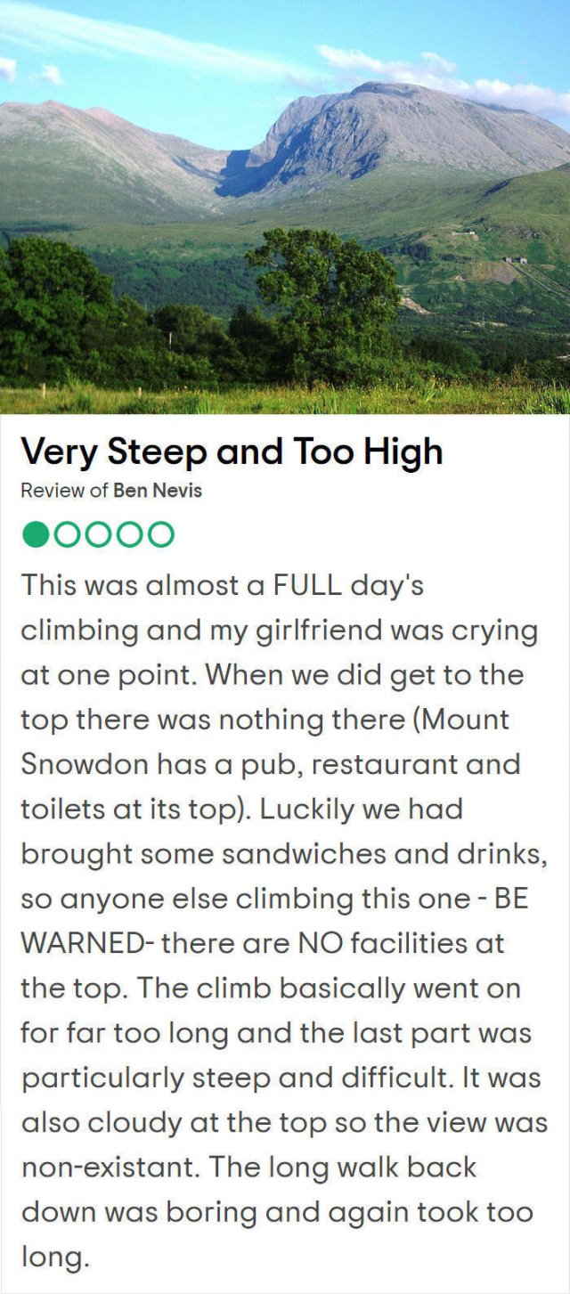 Bad Reviews Of UK Tourist Attractions (25 pics)