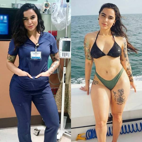 Girls With And Without Uniform (35 pics)