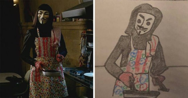 This Girl Creates Simple Drawings Of Movie Scenes (28 pics)