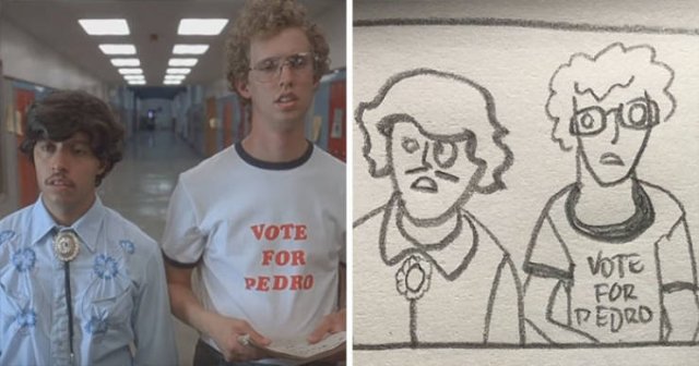 This Girl Creates Simple Drawings Of Movie Scenes (28 pics)