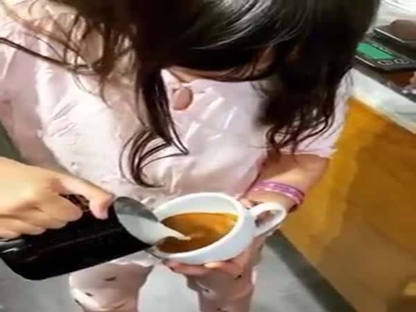 9-Year-Old Kid Is Proud Of Her Coffee Art