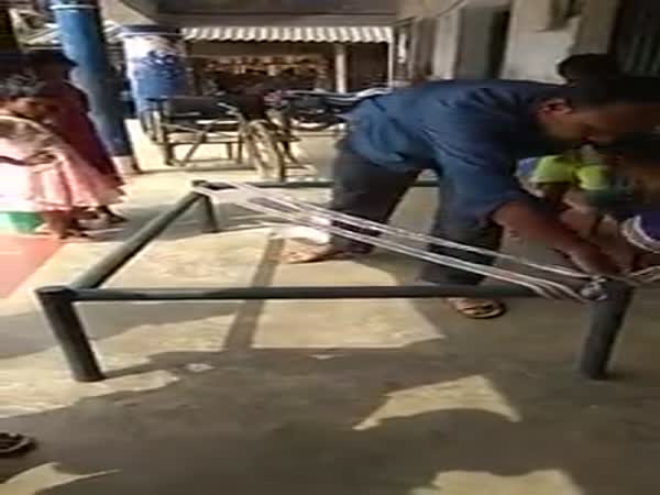 Man Weaves A Bed