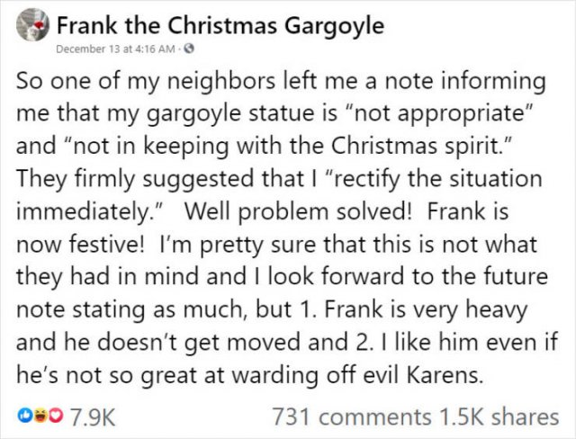 Frank The Christmas Gargoyle (50 pics)