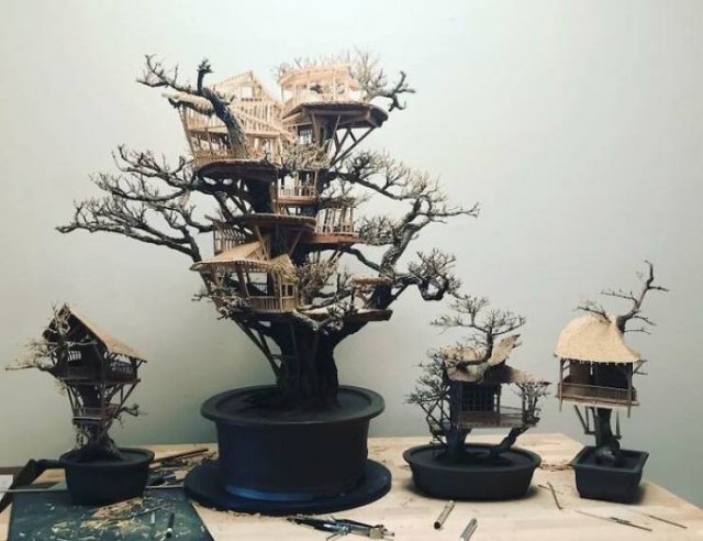 Tiny Bonsai Treehouses By Dave Creek (29 pics)