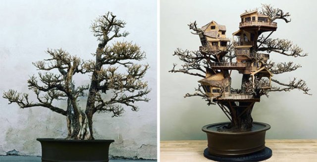 Tiny Bonsai Treehouses By Dave Creek (29 pics)
