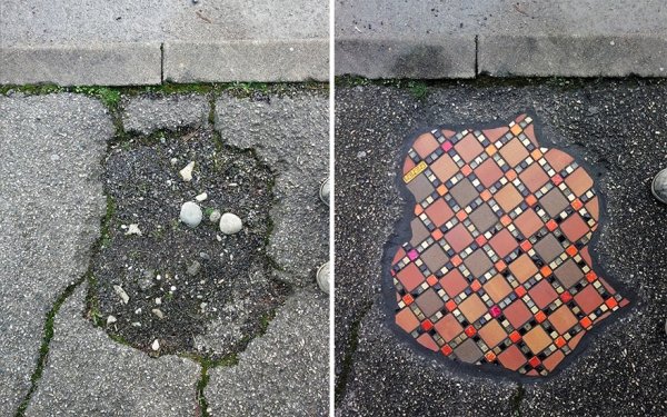 Artist Restores Street Cracks With Beautiful Mosaics (35 pics)