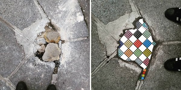 Artist Restores Street Cracks With Beautiful Mosaics (35 pics)