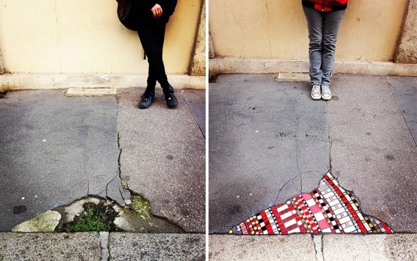 Artist Restores Street Cracks With Beautiful Mosaics (35 pics)