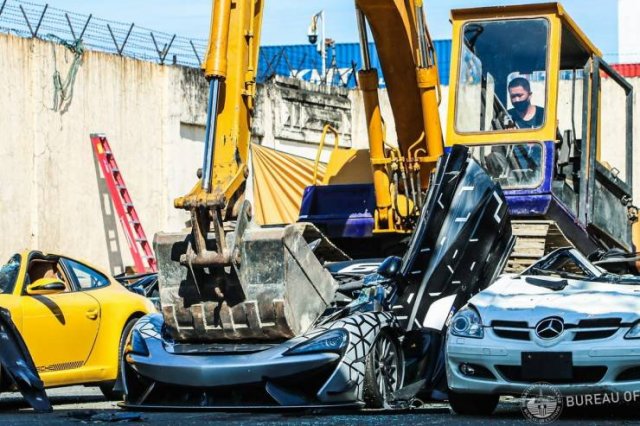 Smuggled Luxury Cars Were Publicly Destroyed By Philippines Government (15 pics)