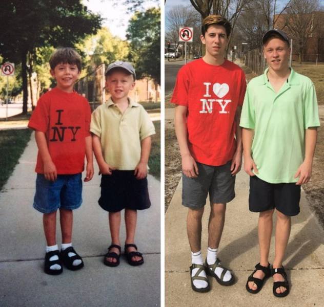 Families Recreate Their Old Photos (24 pics)