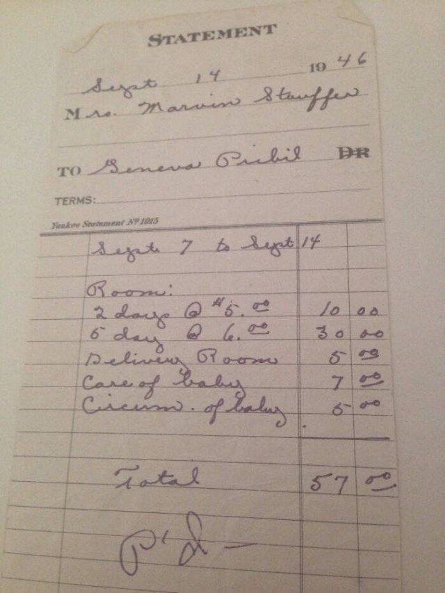 American Medical Bills From The 20'th Century (30 pics)