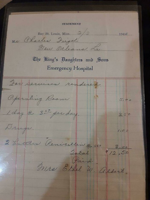 American Medical Bills From The 20'th Century (30 pics)