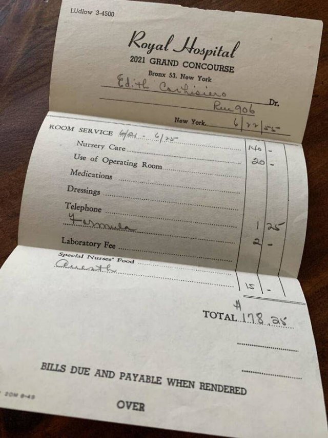 American Medical Bills From The 20'th Century (30 pics)