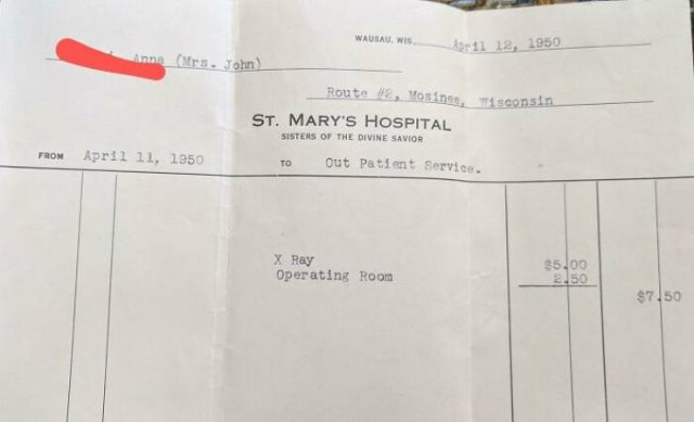 American Medical Bills From The 20'th Century (30 pics)