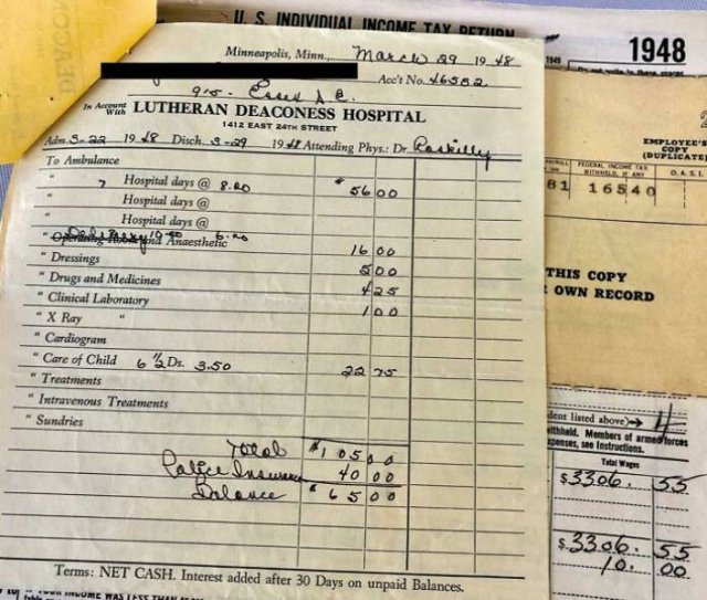 American Medical Bills From The 20'th Century (30 pics)