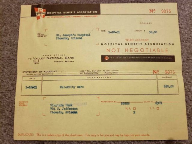 American Medical Bills From The 20'th Century (30 pics)