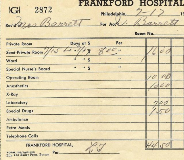 American Medical Bills From The 20'th Century (30 pics)