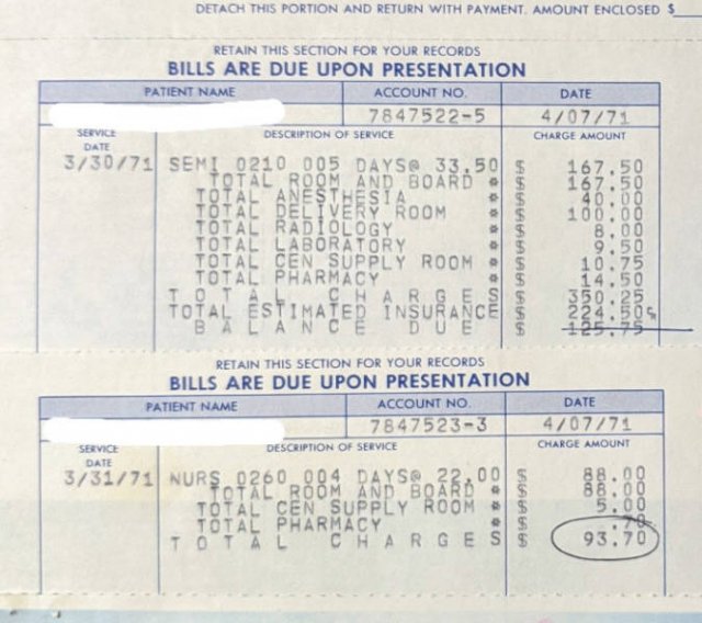American Medical Bills From The 20'th Century (30 pics)