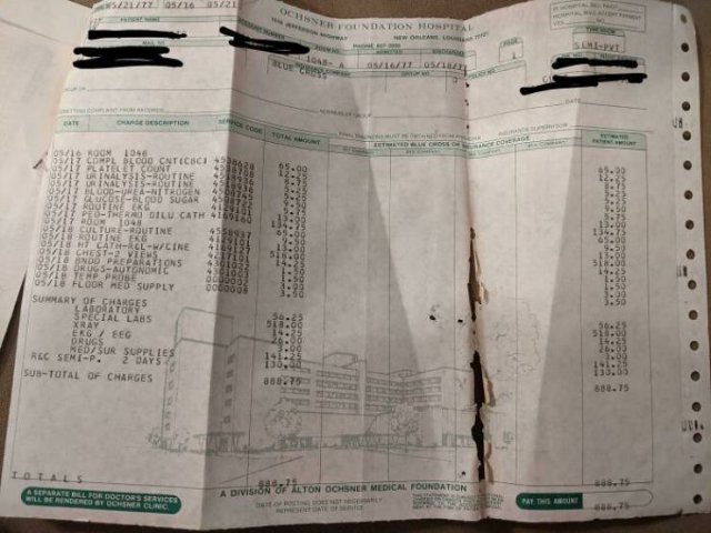 American Medical Bills From The 20'th Century (30 pics)