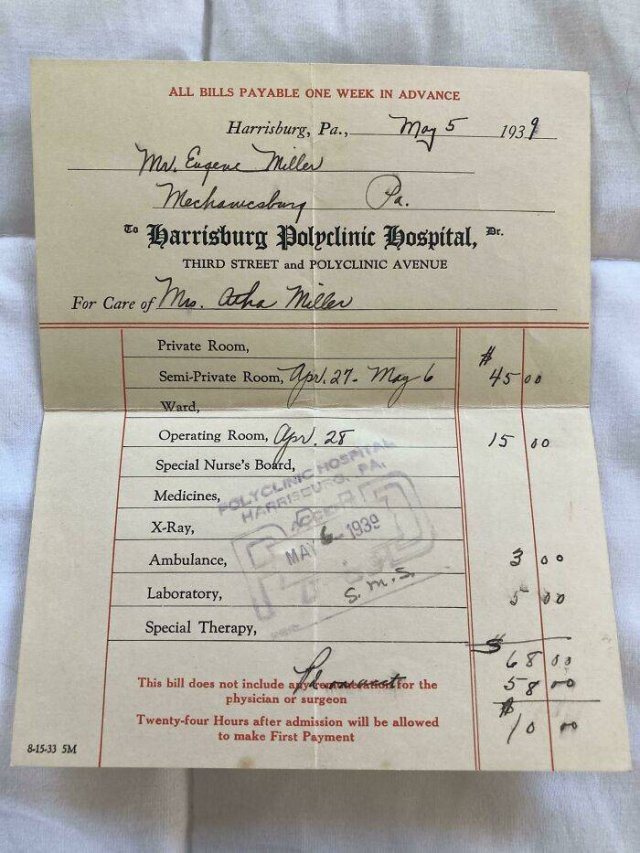 American Medical Bills From The 20'th Century (30 pics)