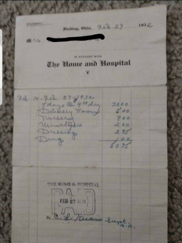 American Medical Bills From The 20'th Century (30 pics)