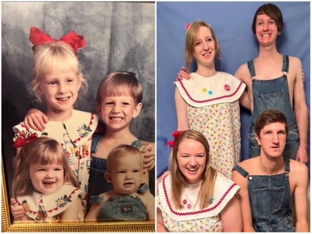 Families Recreate Their Old Photos (19 pics)