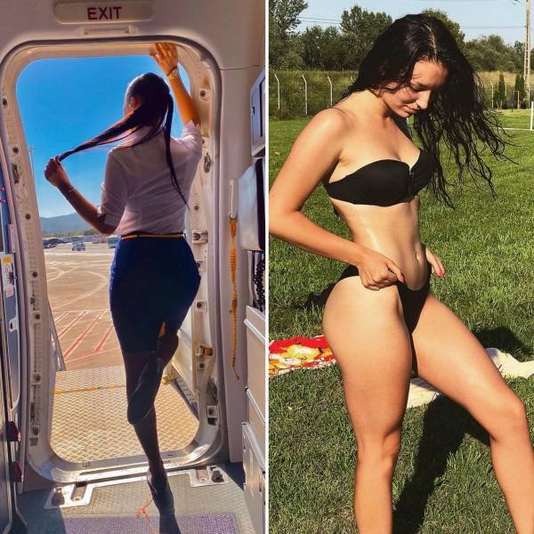Flight Attendants With And Without Uniform (26 pics)