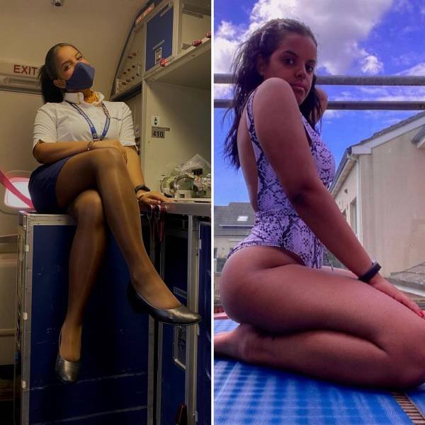 Flight Attendants With And Without Uniform (26 pics)