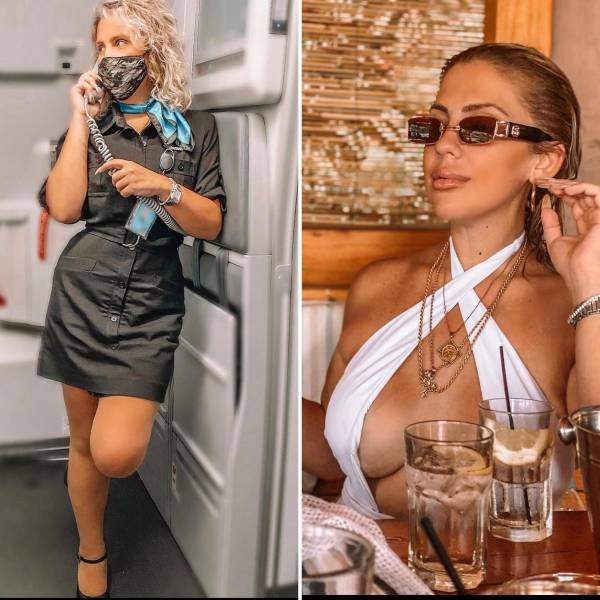Flight Attendants With And Without Uniform (26 pics)