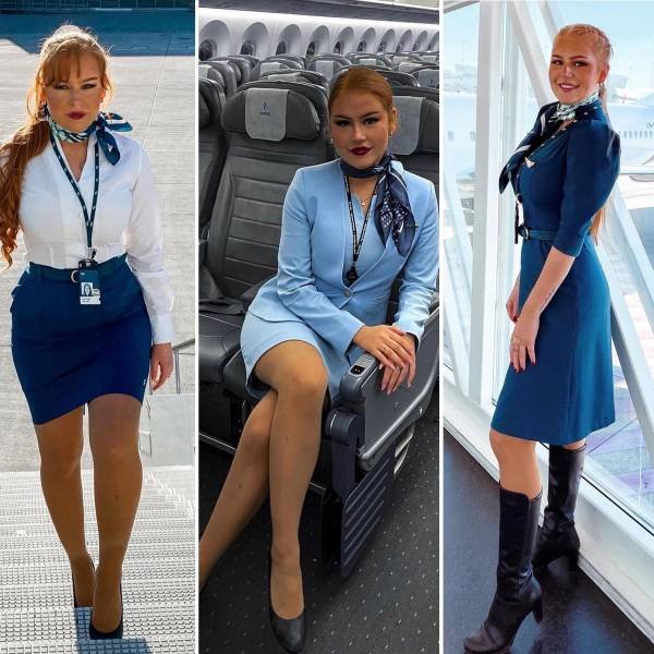 Flight Attendants With And Without Their Uniforms (26 pics)