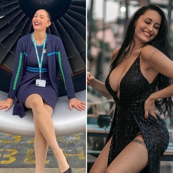 Flight Attendants With And Without Their Uniforms (26 pics)