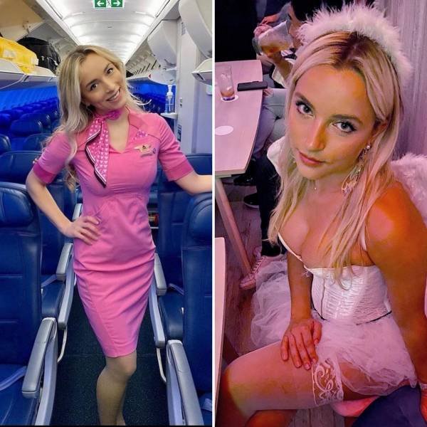 Flight Attendants With And Without Uniform (33 pics)