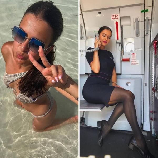 Flight Attendants With And Without Uniform (33 pics)