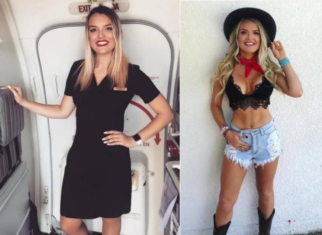 Flight Attendants With And Without Uniform (33 pics)