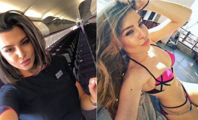Flight Attendants With And Without Uniform (33 pics)