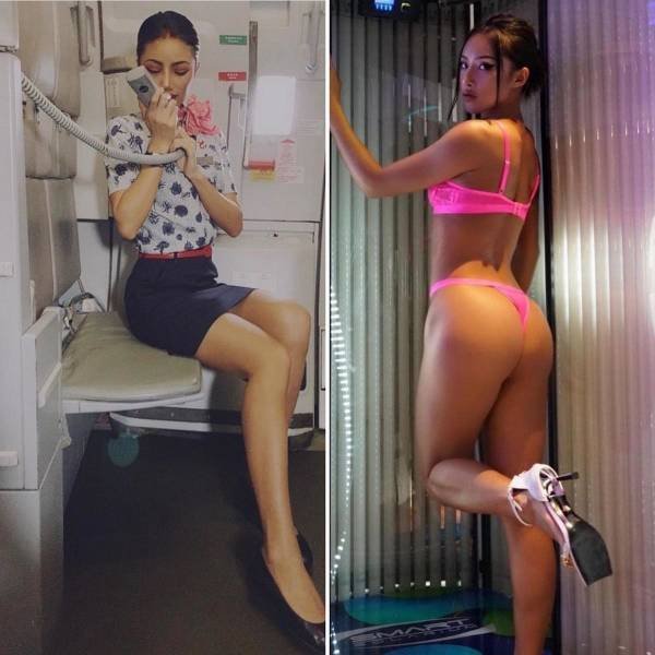 Flight Attendants With And Without Uniforms (27 pics)