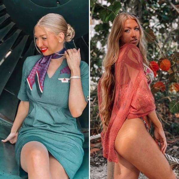 Flight Attendants With And Without Uniforms (27 pics)