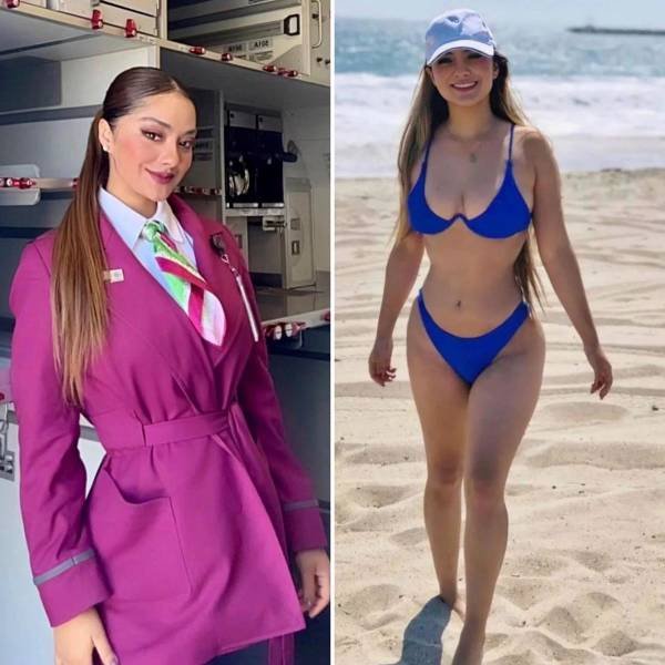 Hot Flight Attendants With And Without Uniforms (30 pics)