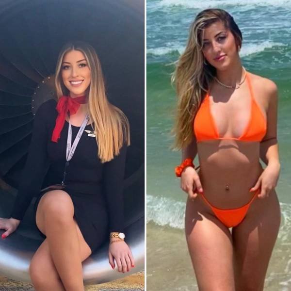 Flight Attendants With And Without Uniform (25 pics)