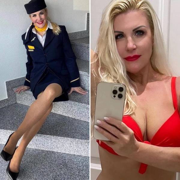 Flight Attendants With And Without Uniform (25 pics)
