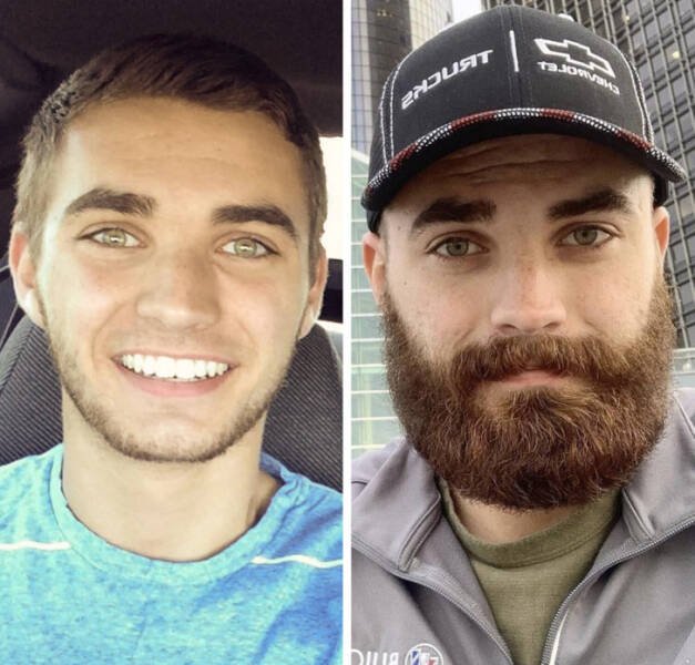 Men Share Their Photos With And Without Beards (16 pics)