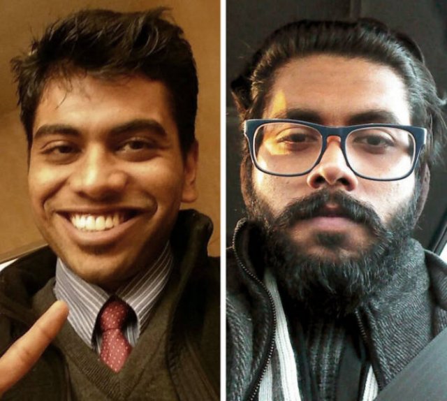 Men Share Their Photos With And Without Beards (16 pics)