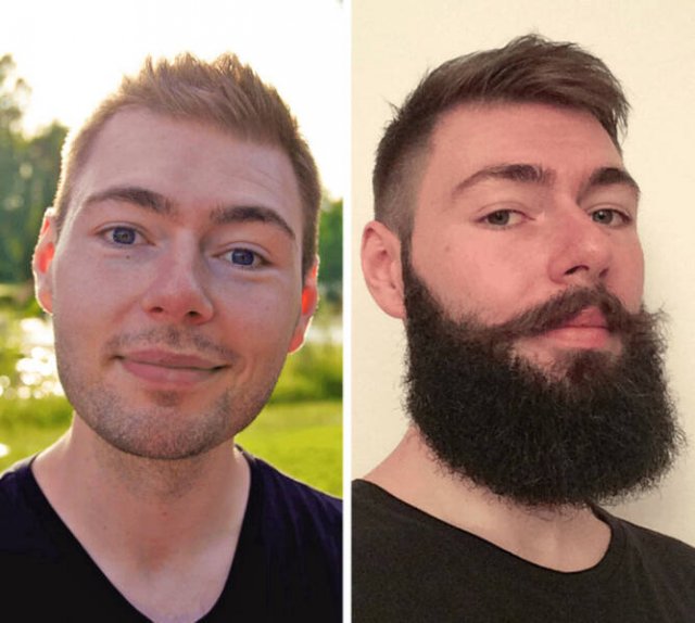 Men Share Their Photos With And Without Beards (16 pics)