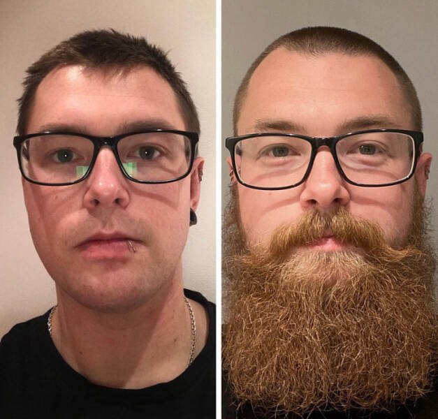 Men Share Their Photos With And Without Beards (16 pics)