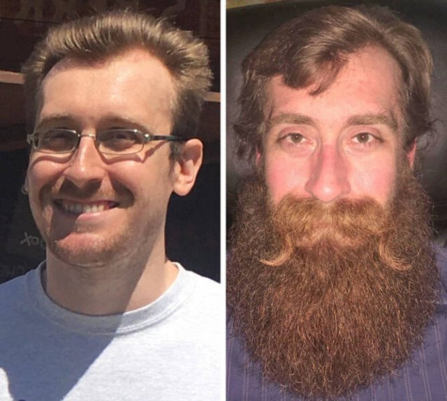 Men Share Their Photos With And Without Beards (16 pics)