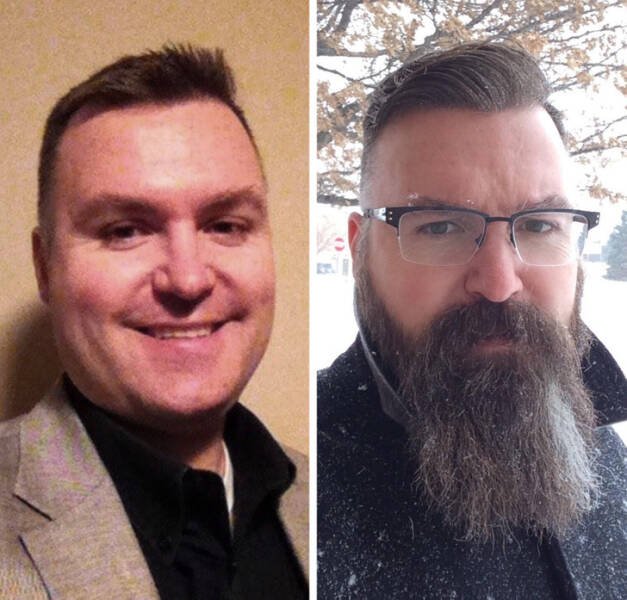 Men Share Their Photos With And Without Beards (16 pics)