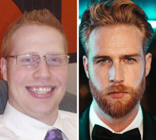 Men Share Their Photos With And Without Beards (16 pics)