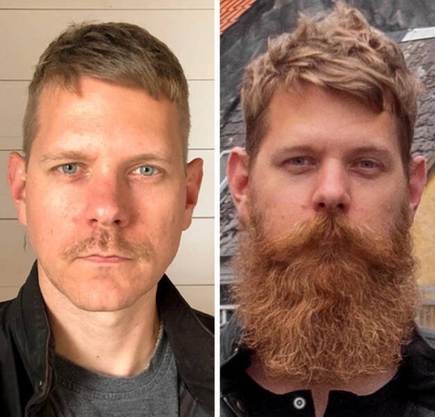 Men Share Their Photos With And Without Beards (16 pics)