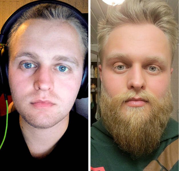 Men Share Their Photos With And Without Beards (16 pics)